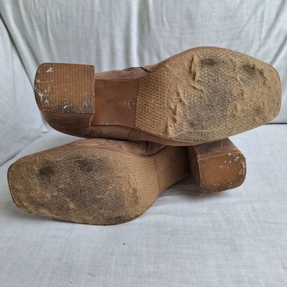 Women's US 10 Tan Heels Ankle boots Booties‎ Pierre Dumas Cammy Classic Chelsea